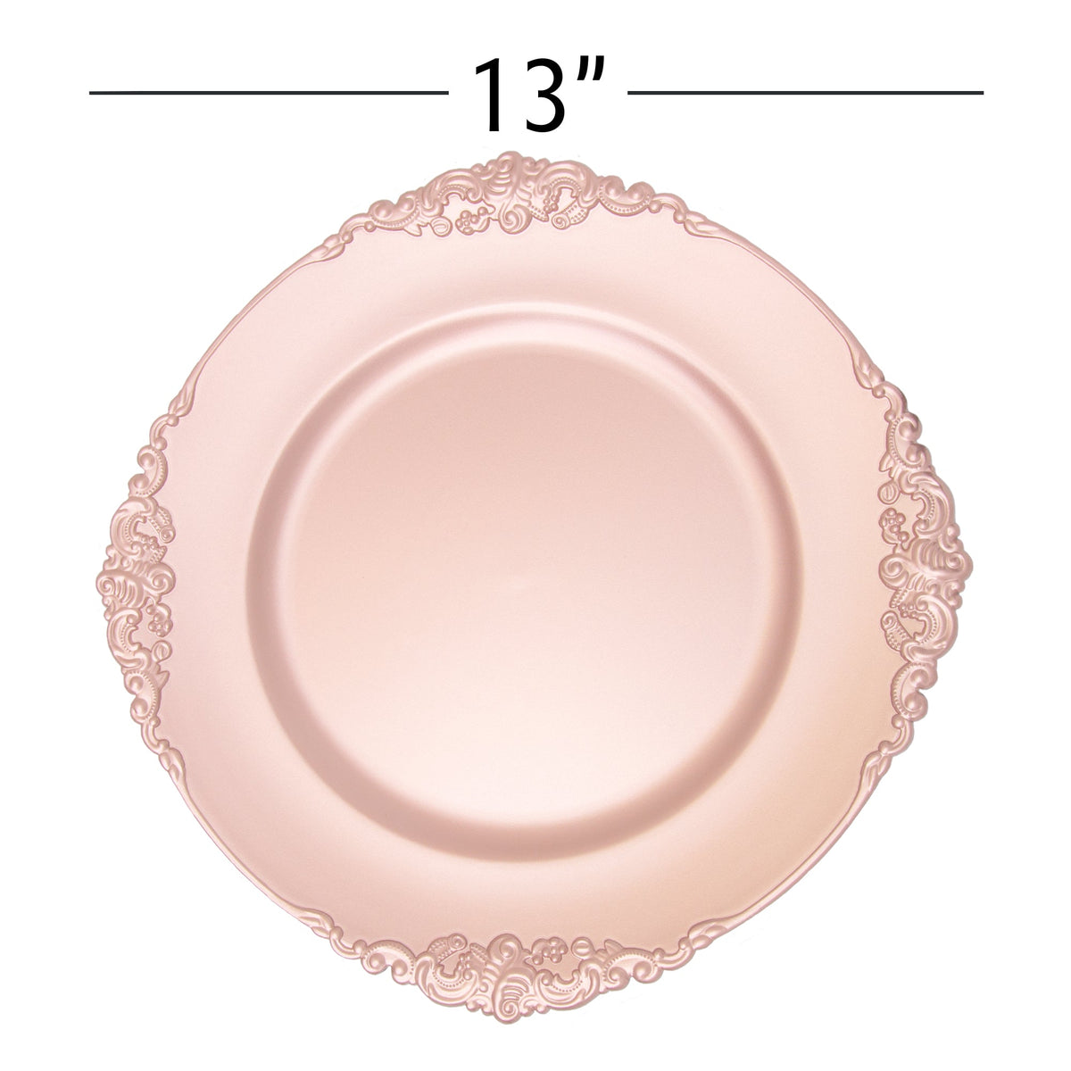 Filigree Edge Plastic Charger Plate 13" - Blush