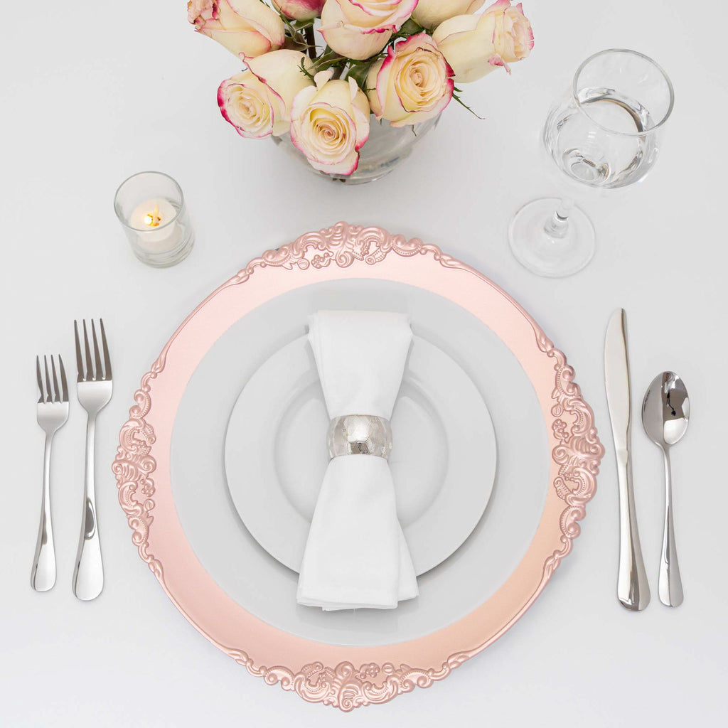 Filigree Edge Plastic Charger Plate 13" - Blush
