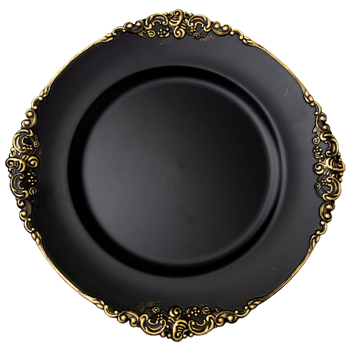 Filigree Edge Plastic Charger Plate 13" - Black