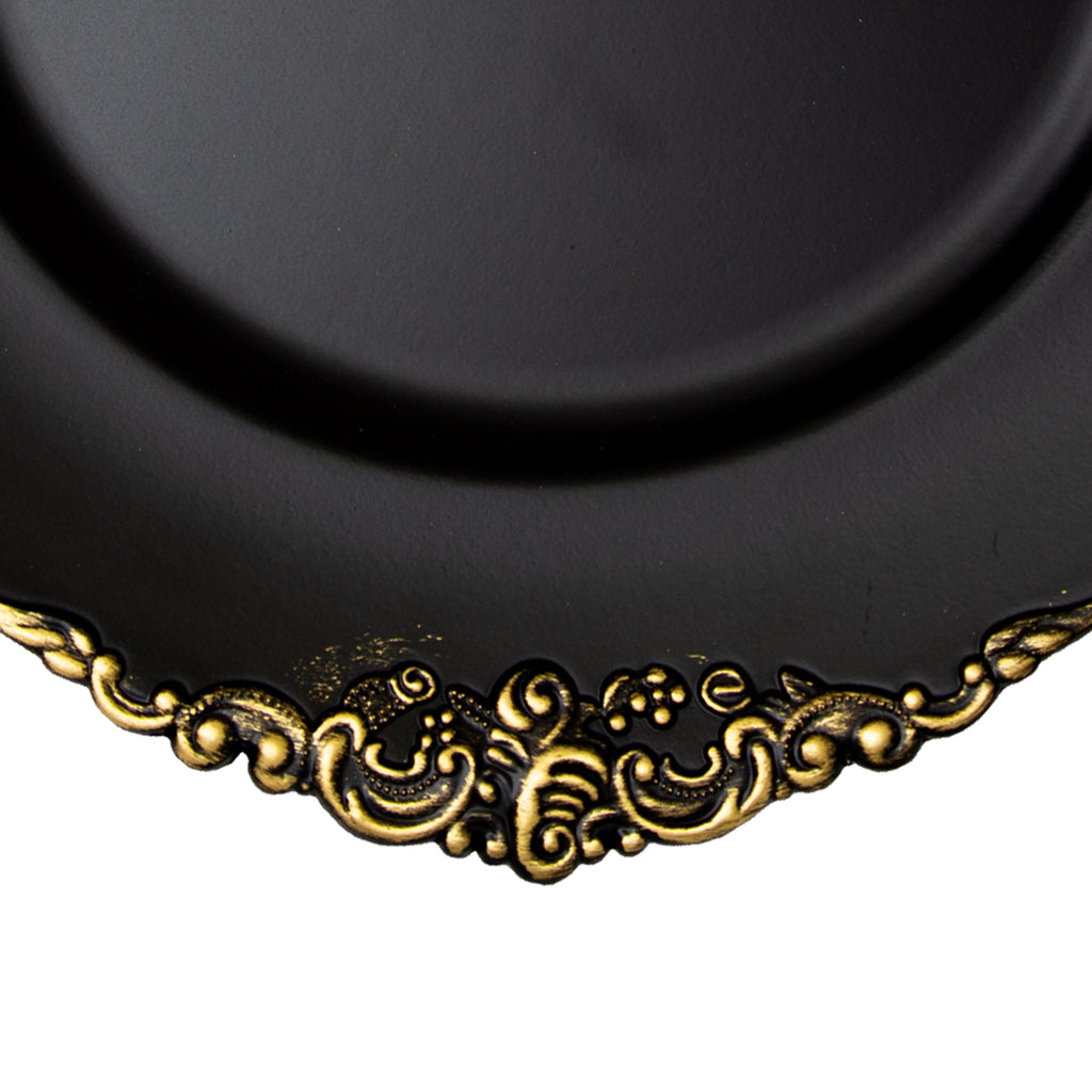 Filigree Edge Plastic Charger Plate 13" - Black
