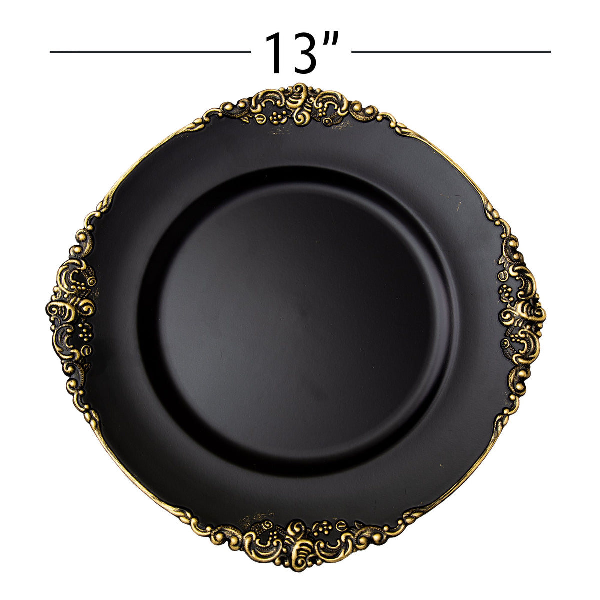 Filigree Edge Plastic Charger Plate 13" - Black