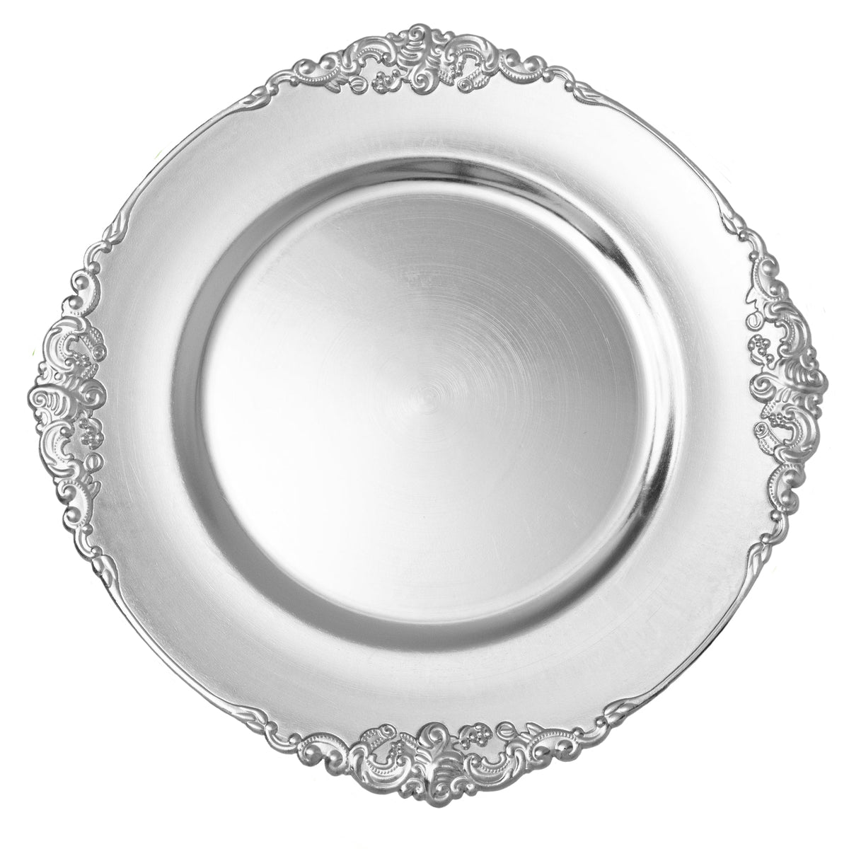 Filigree Edge Plastic Charger Plate 13" - Silver