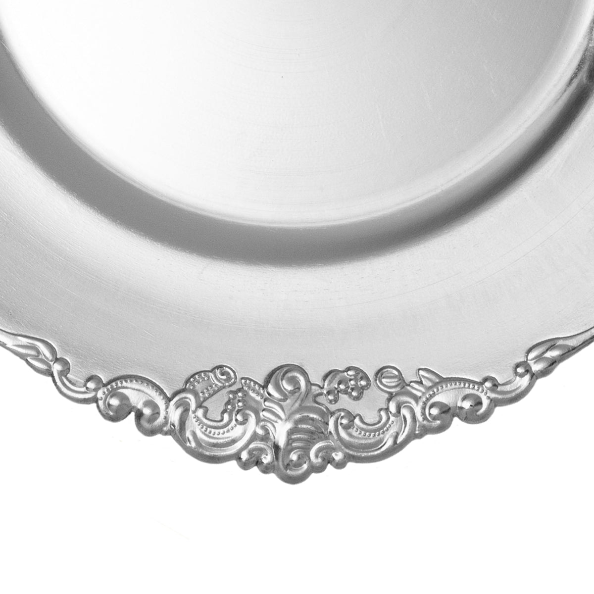 Filigree Edge Plastic Charger Plate 13" - Silver