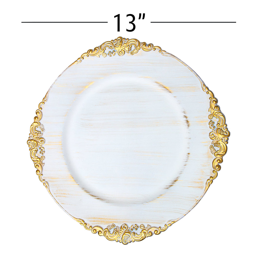 Filigree Edge Plastic Charger Plate 13" - White