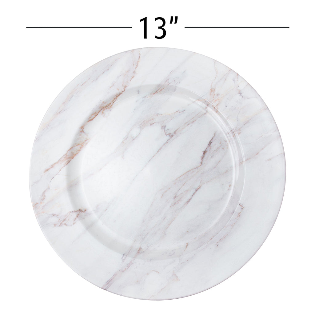 Marble Look Plastic Charger Plate 13"