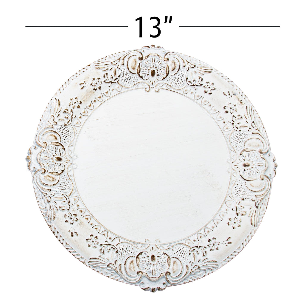 Victorian Edge Plastic Charger Plate 13" - White