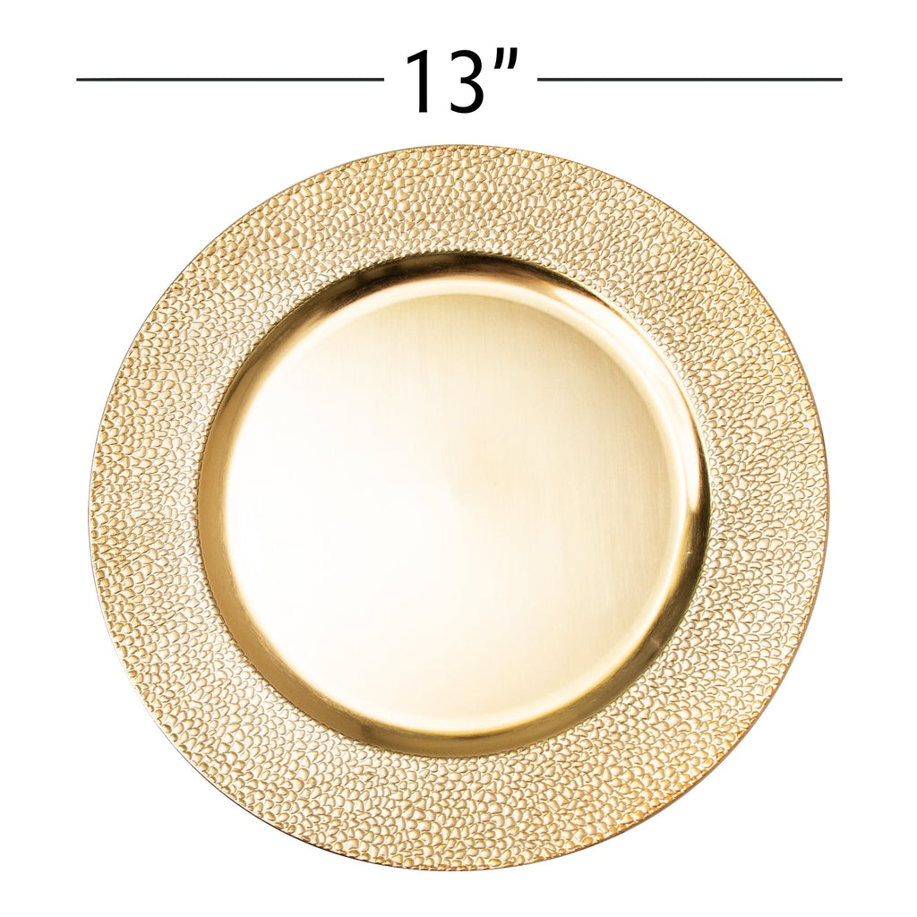 Pebbled Edge Plastic Charger Plate 13" - Gold
