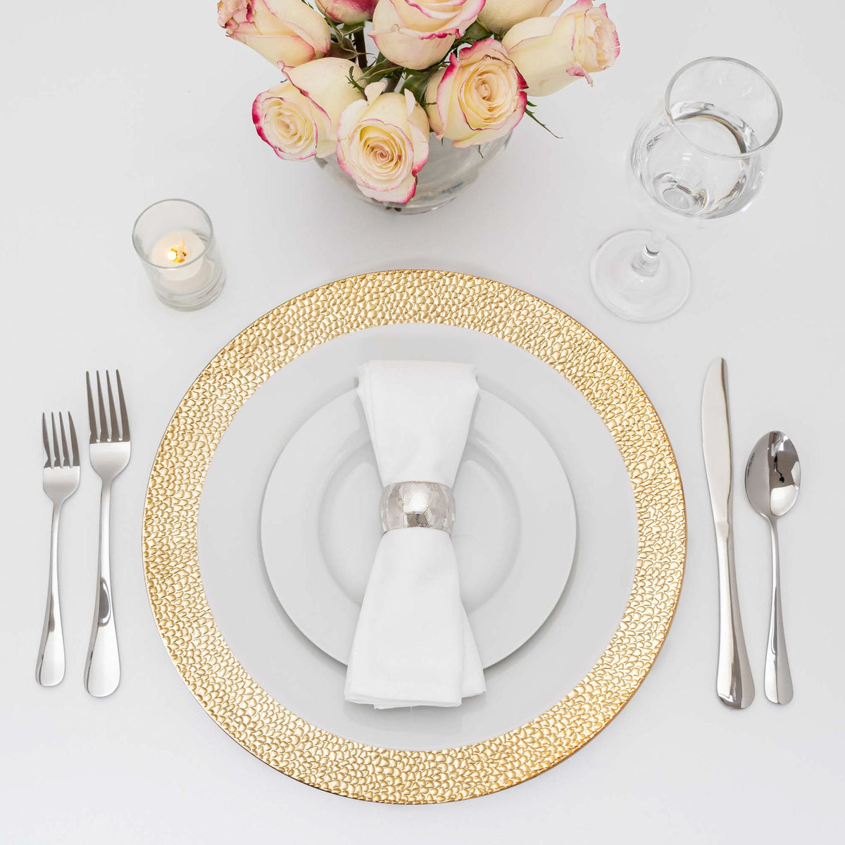 Pebbled Edge Plastic Charger Plate 13" - Gold
