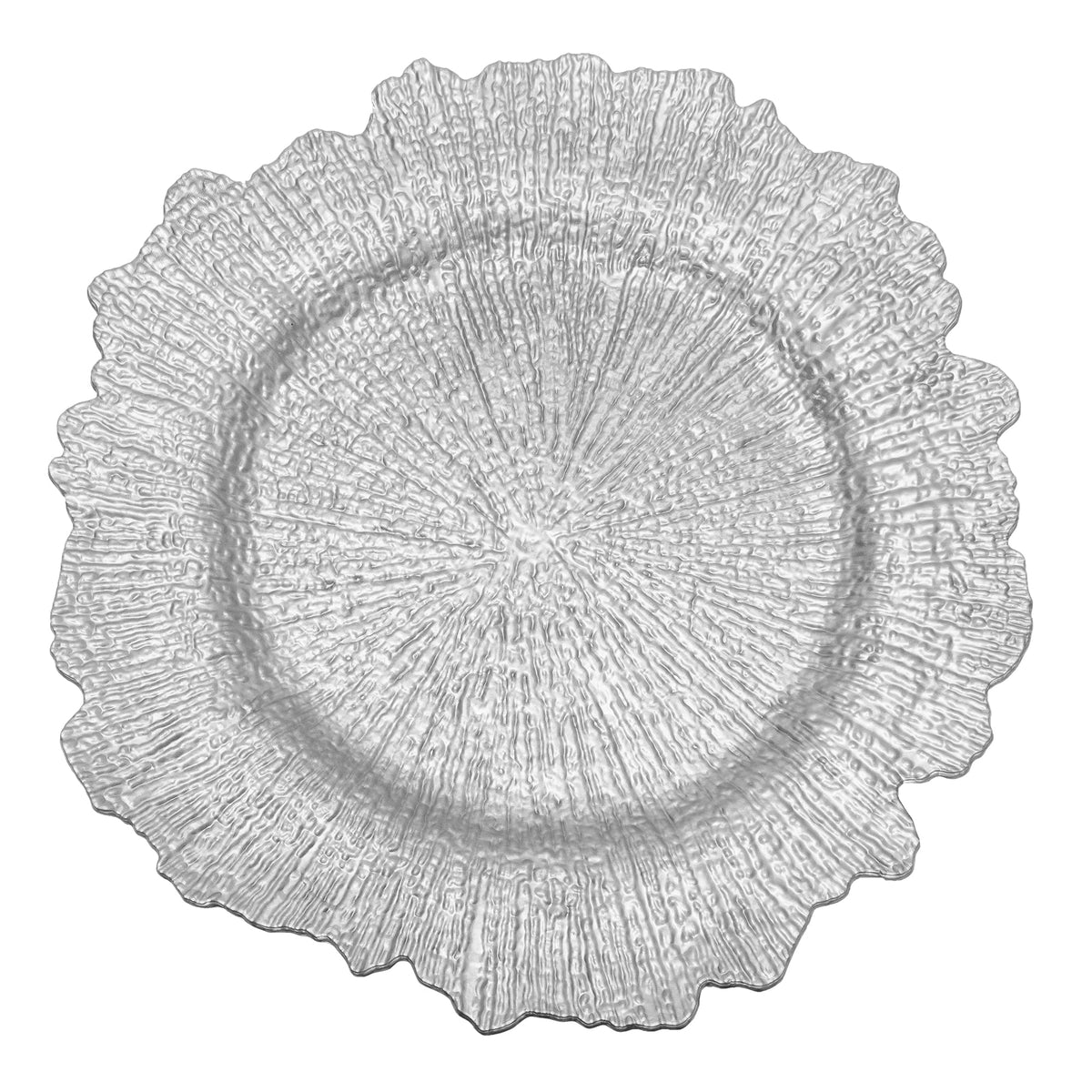 Large Reef Plastic Charger Plate 14" - Silver