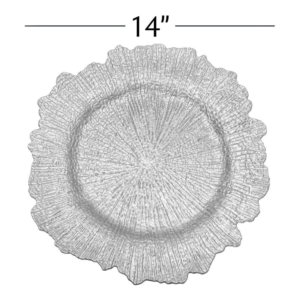 Large Reef Plastic Charger Plate 14" - Silver