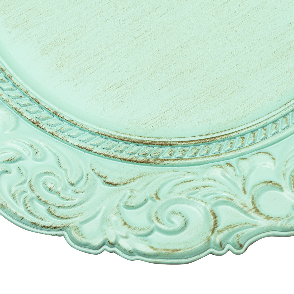 Antique Look Plastic Charger Plate 13" - Aqua