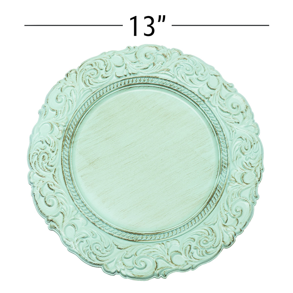Antique Look Plastic Charger Plate 13" - Aqua