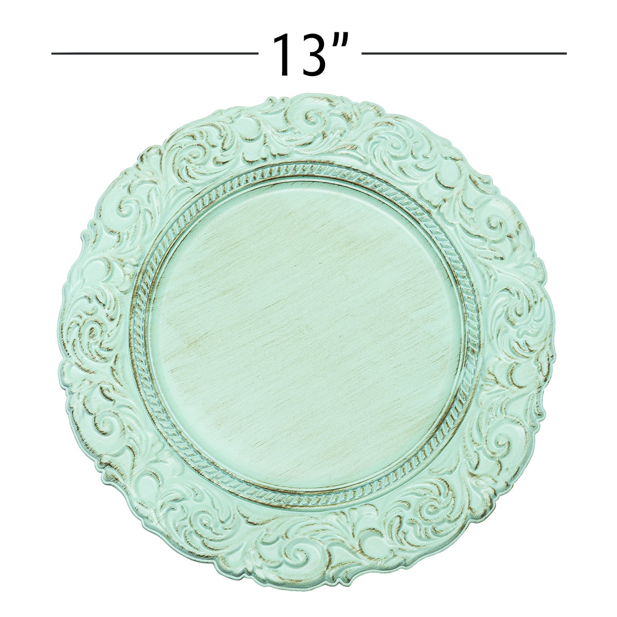 Antique Look Plastic Charger Plate 13" - Aqua