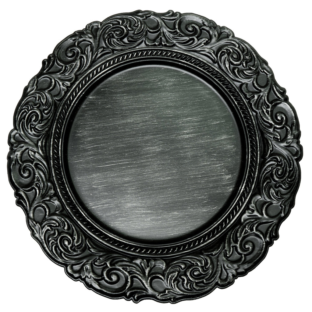 Antique Look Plastic Charger Plate 13" - Black