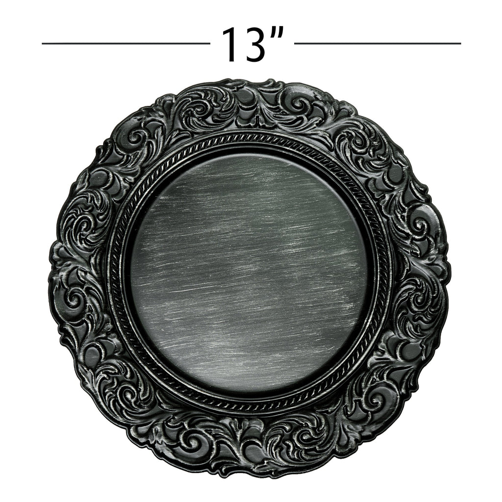 Antique Look Plastic Charger Plate 13" - Black