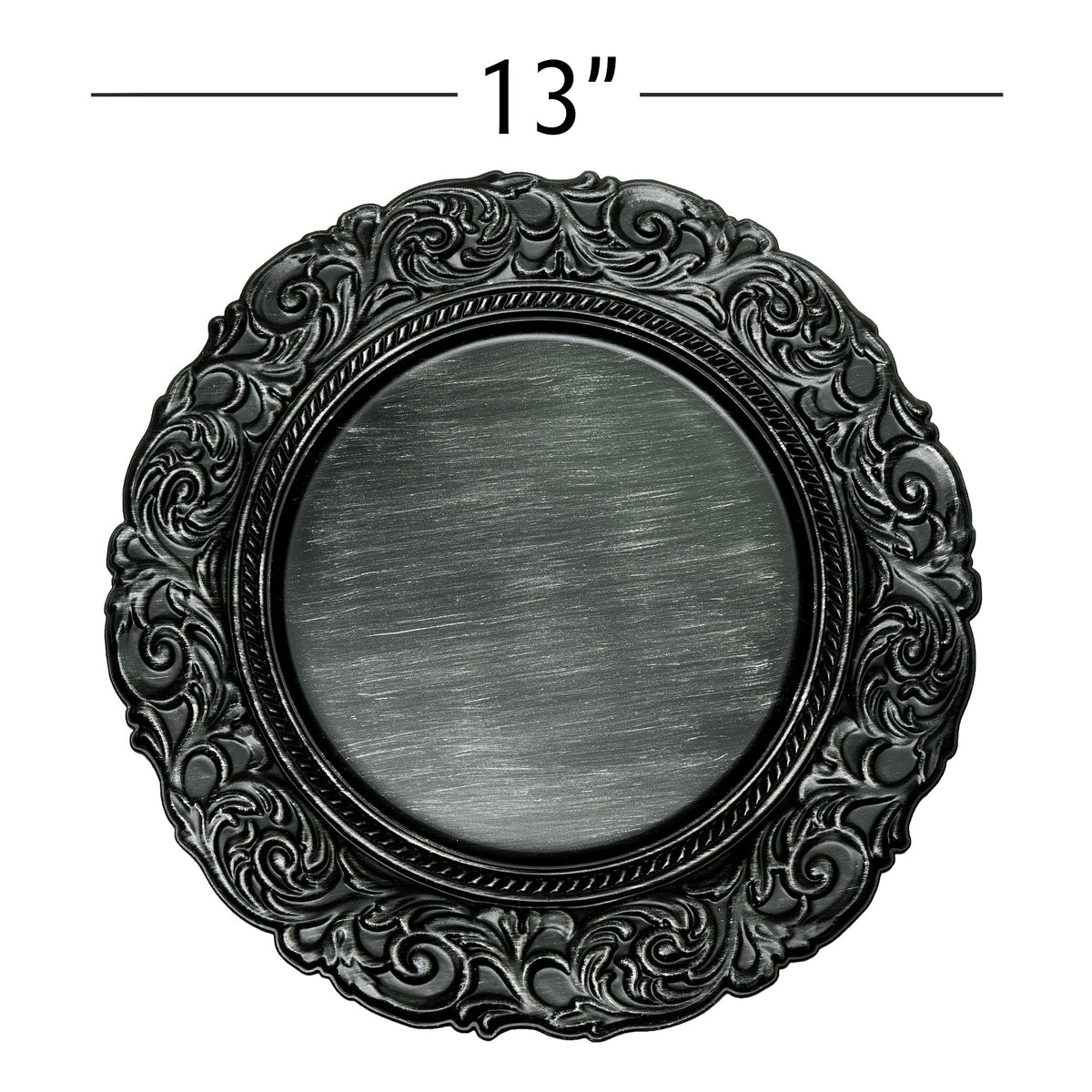Antique Look Plastic Charger Plate 13" - Black