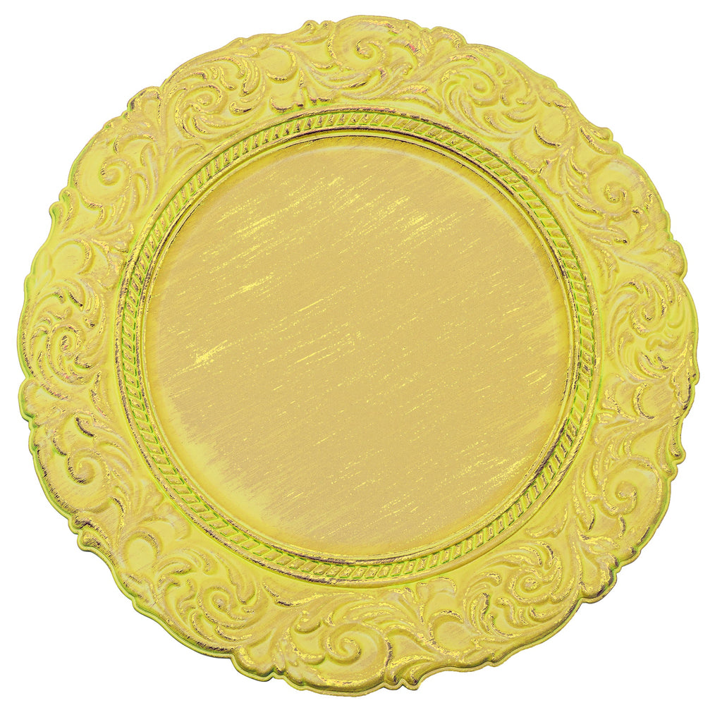 Antique Look Plastic Charger Plate 13" - Mustard