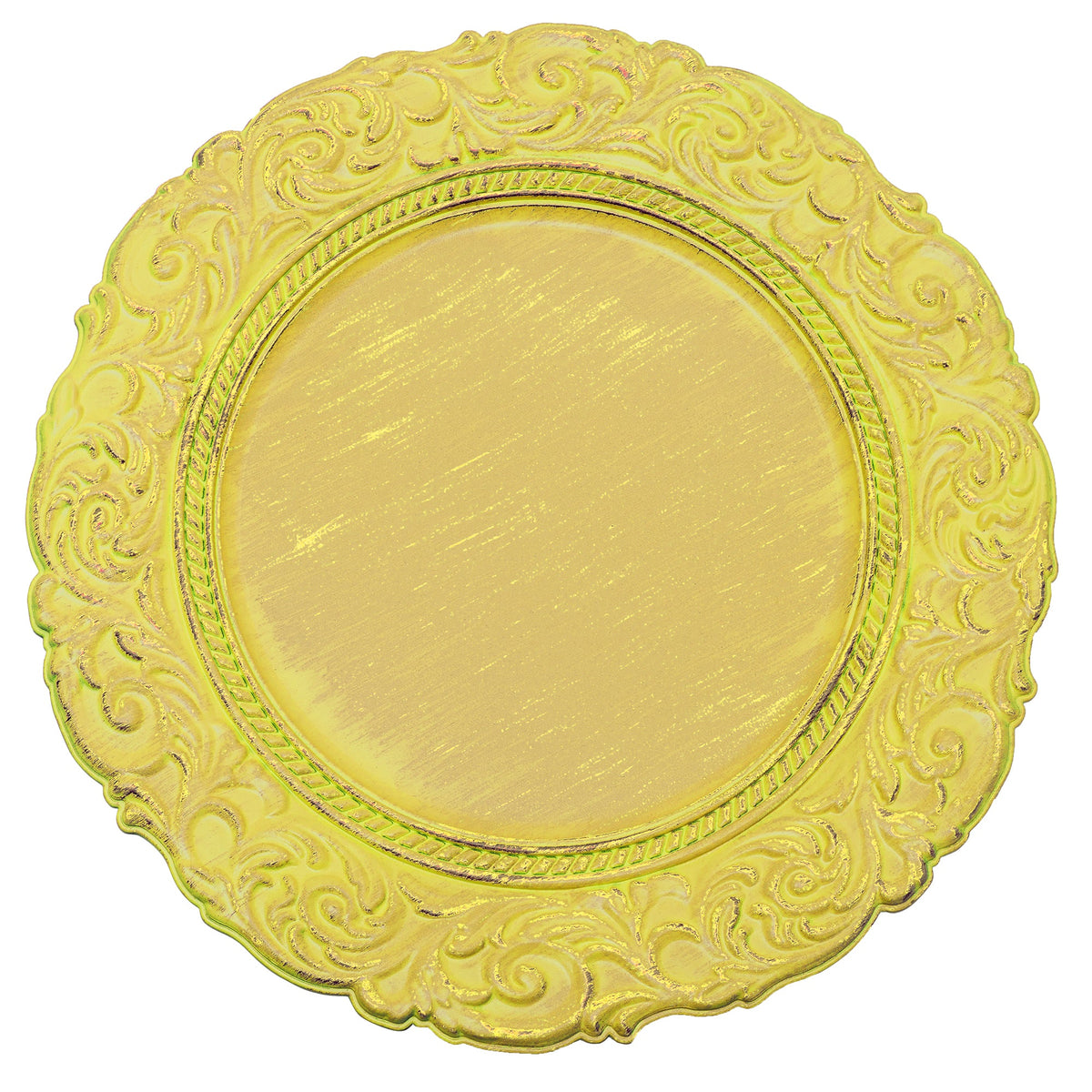 Antique Look Plastic Charger Plate 13" - Mustard
