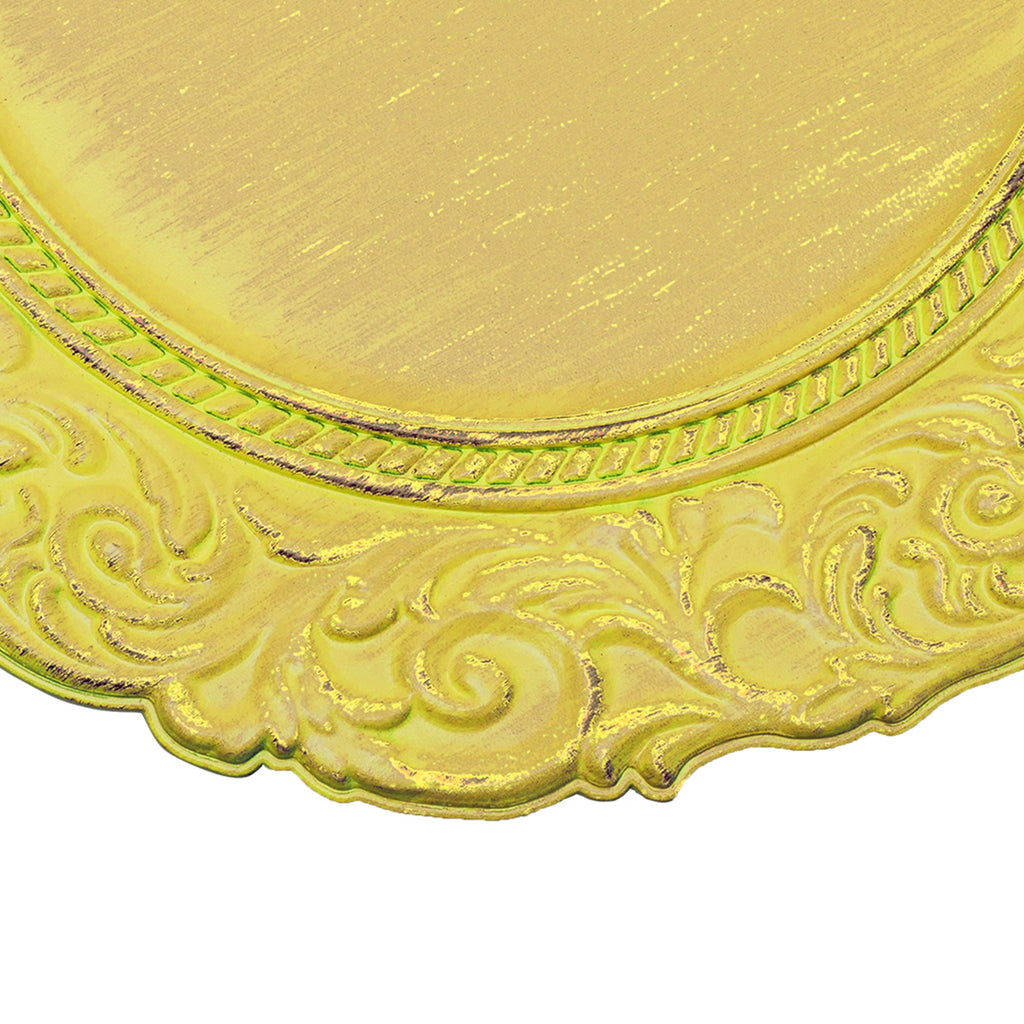Antique Look Plastic Charger Plate 13" - Mustard