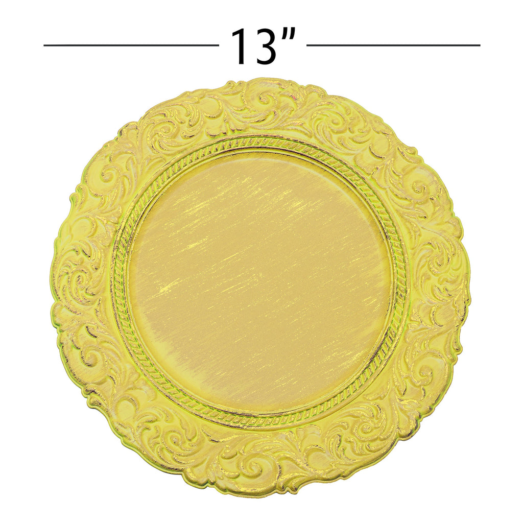 Antique Look Plastic Charger Plate 13" - Mustard