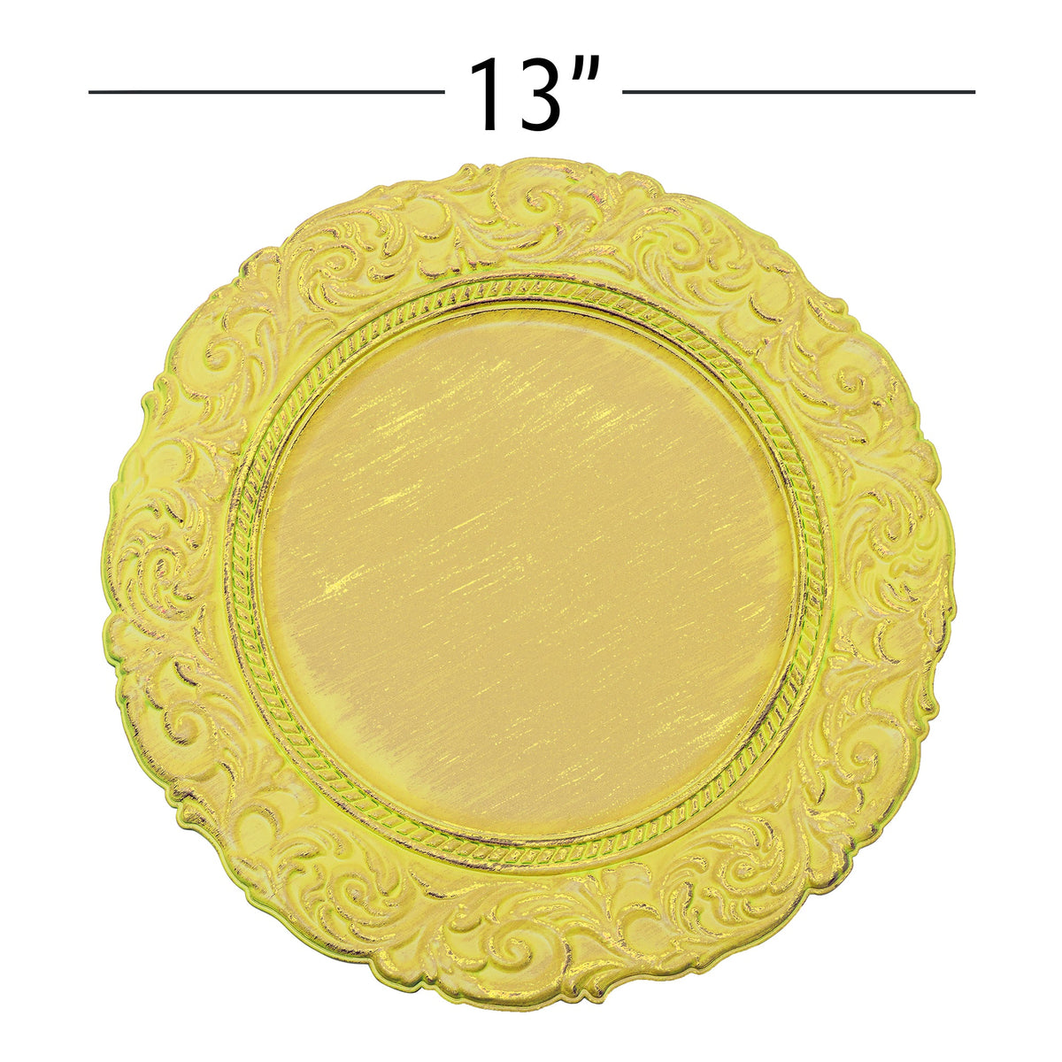 Antique Look Plastic Charger Plate 13" - Mustard