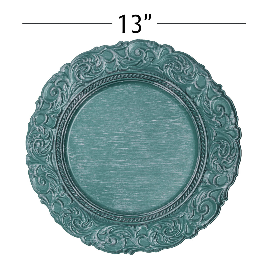 Antique Look Plastic Charger Plate 13" - Teal