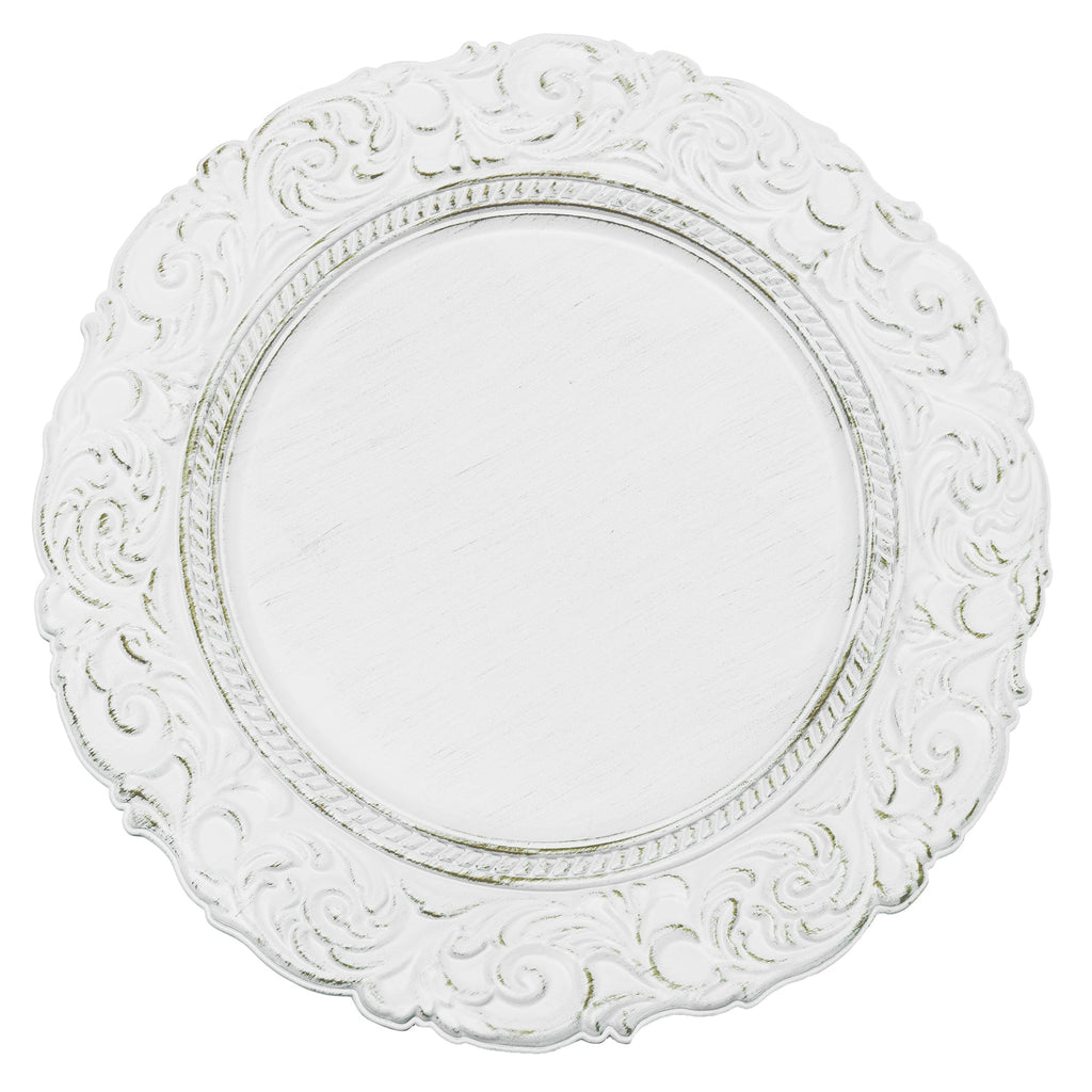 Antique Look Plastic Charger Plate 13" - White