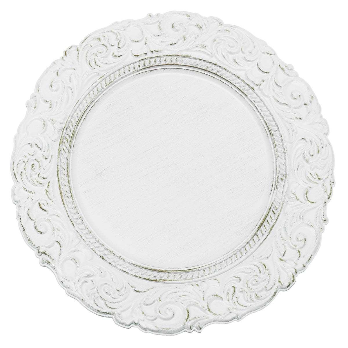 Antique Look Plastic Charger Plate 13" - White