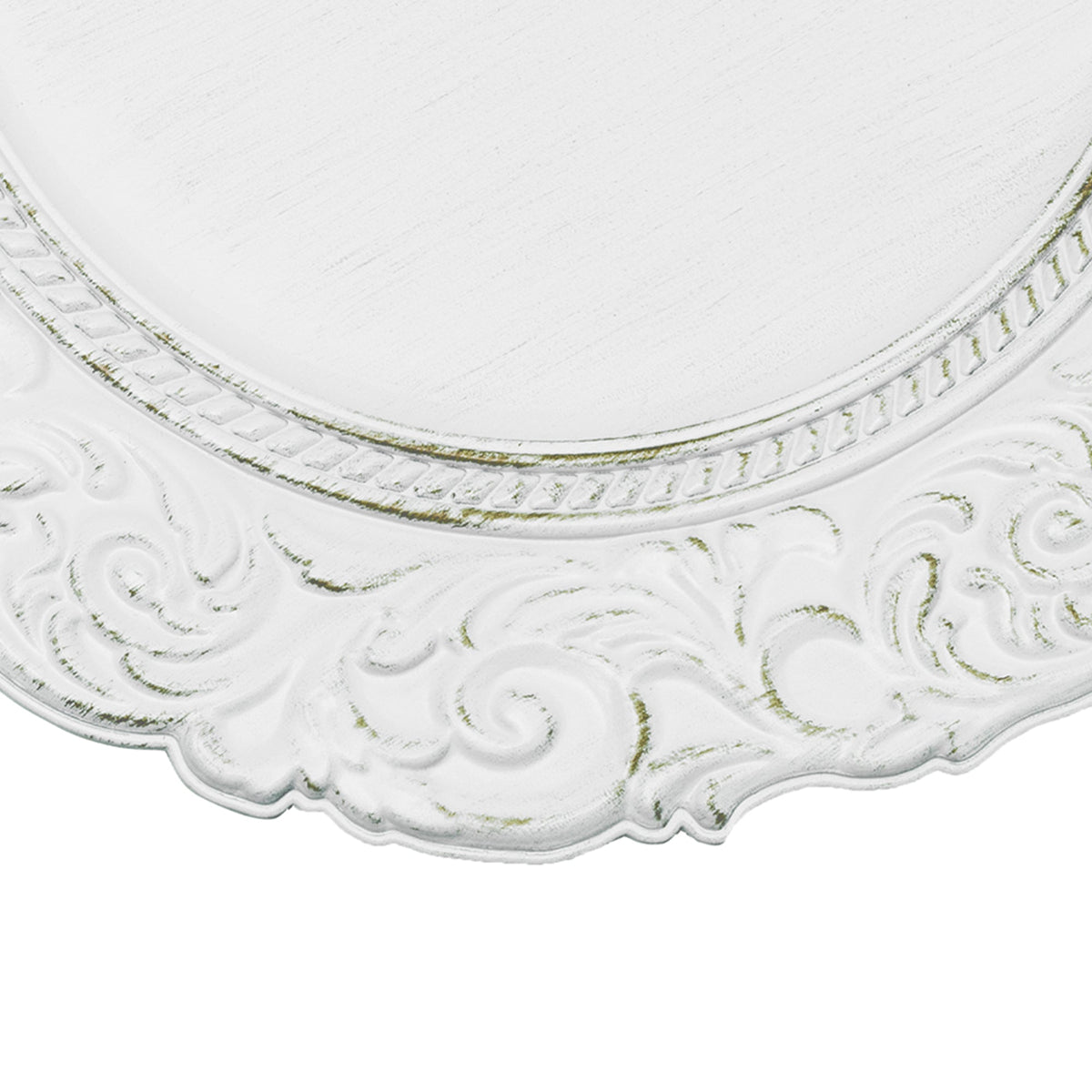 Antique Look Plastic Charger Plate 13" - White