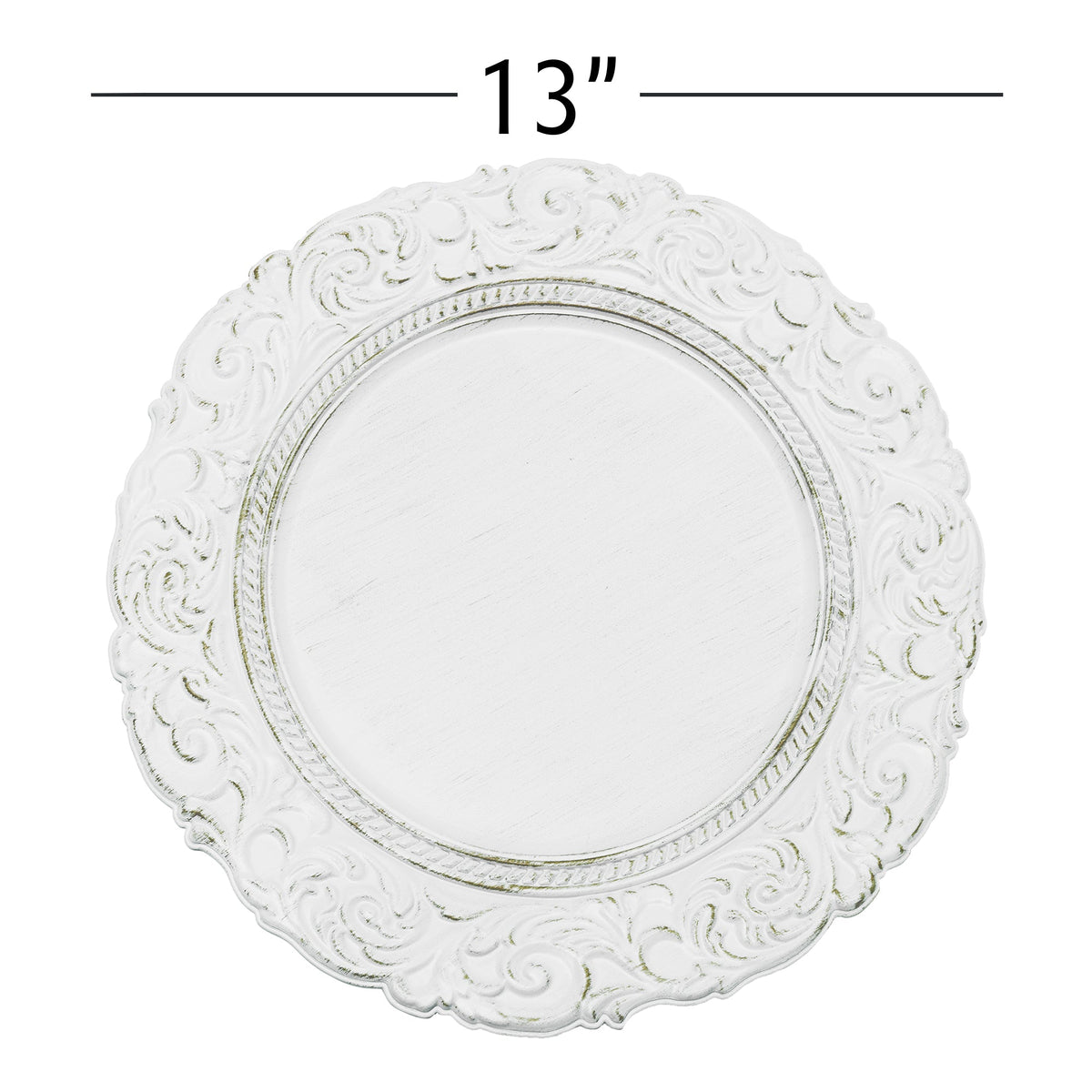 Antique Look Plastic Charger Plate 13" - White